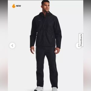 Men's UA Stormproof Lined Rain Jacket and Pants (sold as a set).